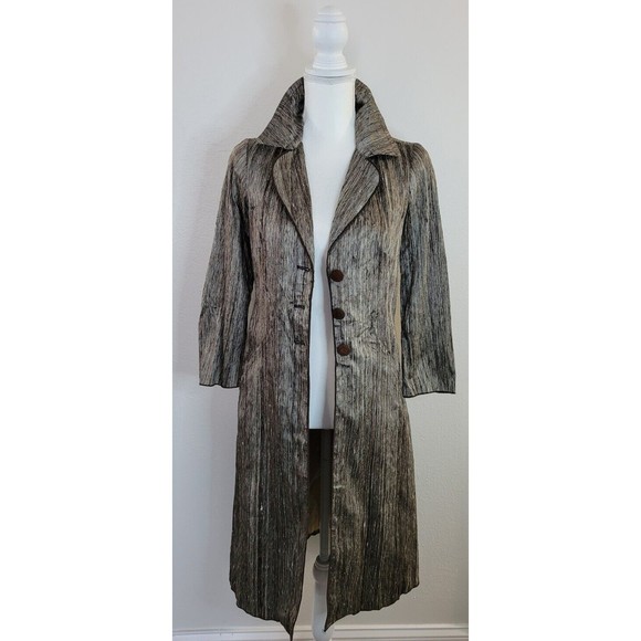 Anthropologie BURNING TORCH Women's Metallic Raw Silk Beaded Duster/Jacket P/SML - Picture 5 of 12